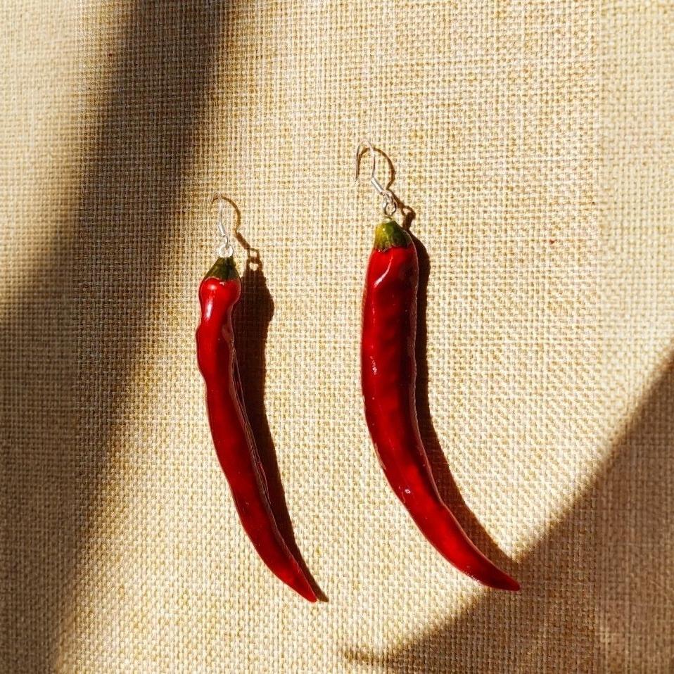 Real Chilli Pepper Earrings 🌶️✨
